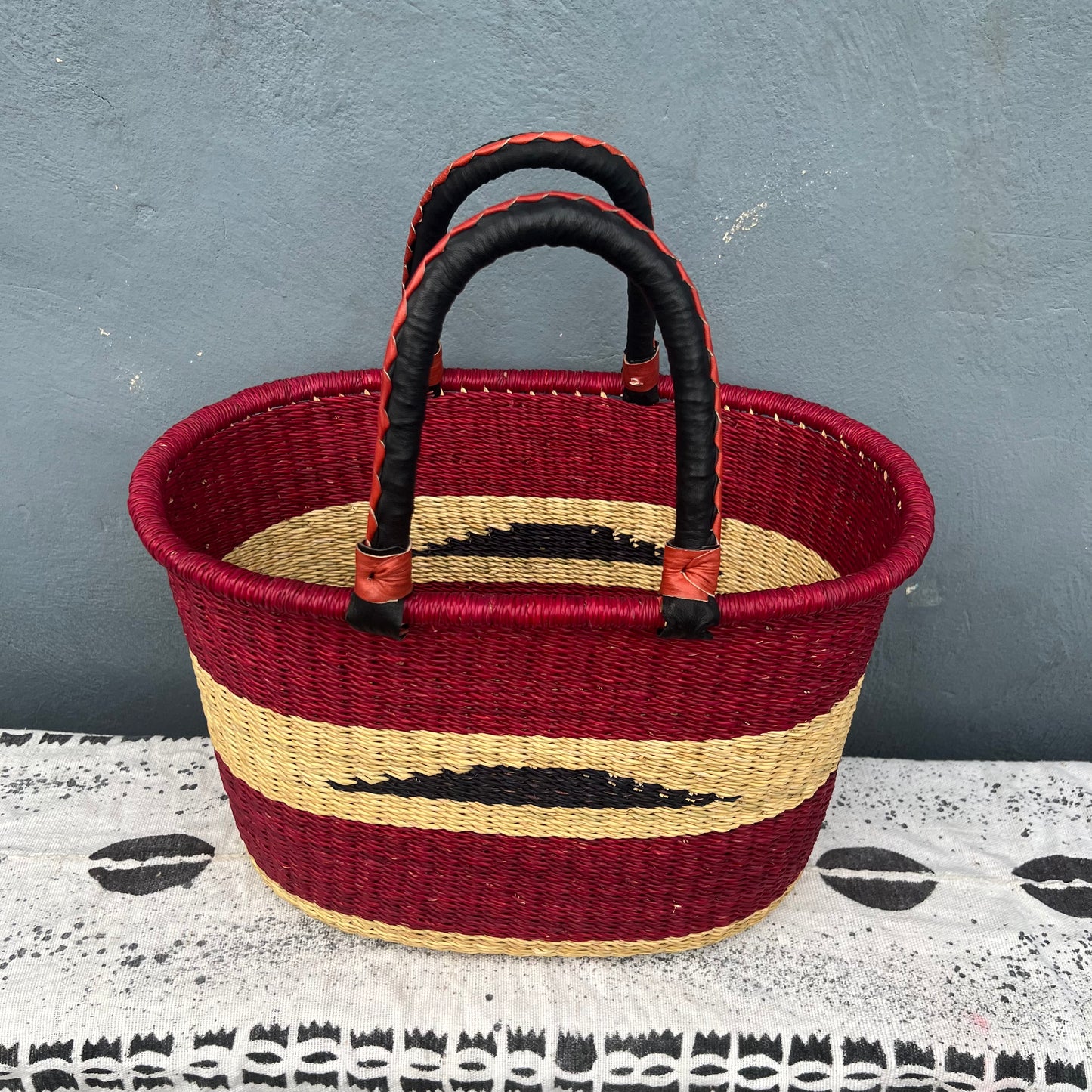 Single Weave Oval Shopper Bolga Basket - arabolgabaskets.com