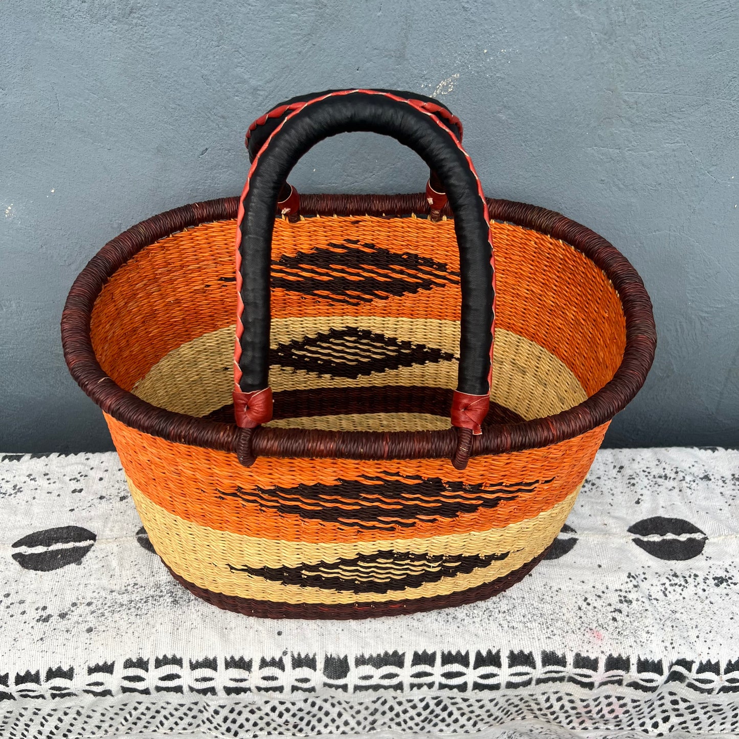 Single Weave Oval Shopper Bolga Basket - arabolgabaskets.com