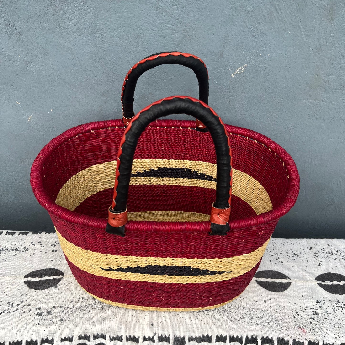 Single Weave Oval Shopper Bolga Basket - arabolgabaskets.com