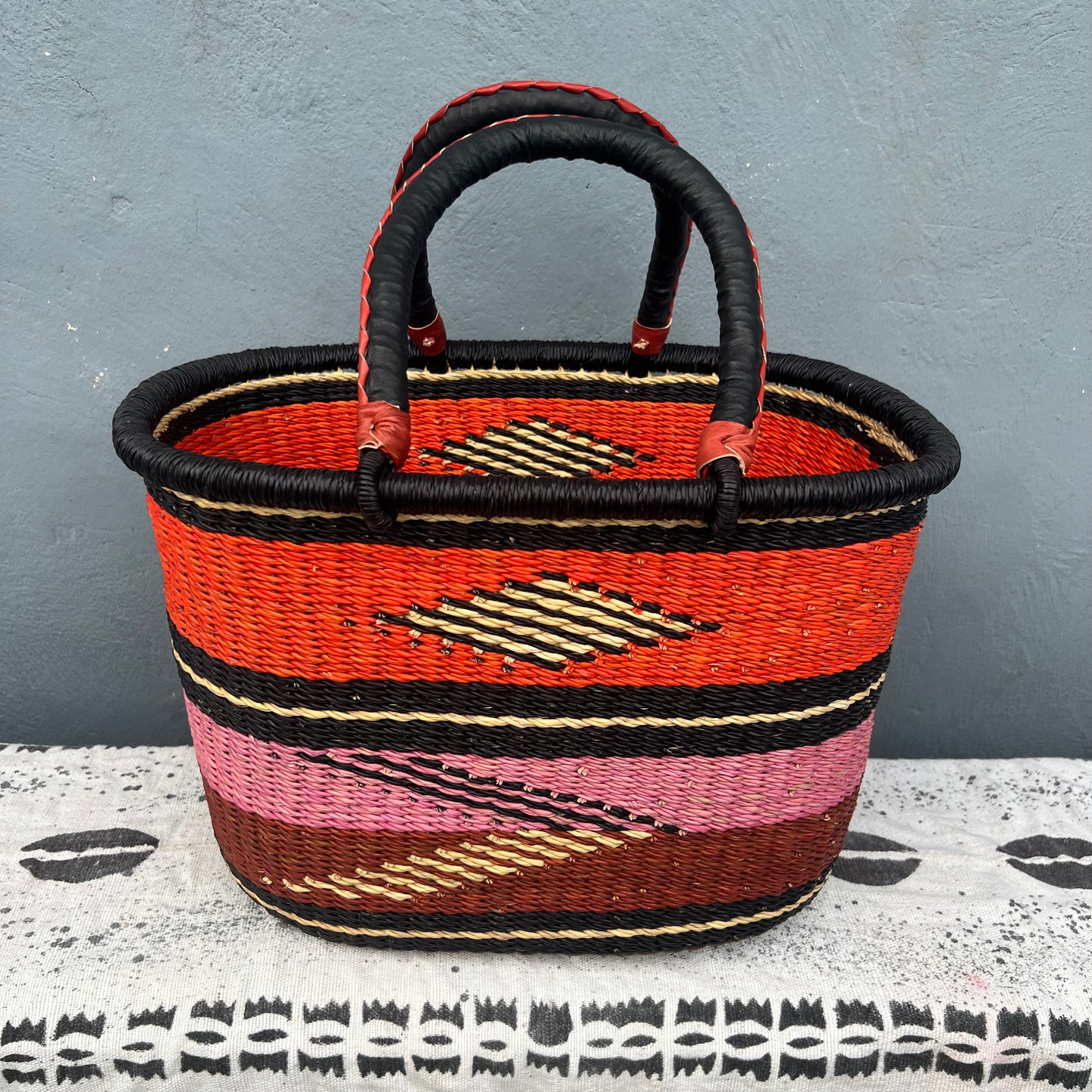 Single Weave Oval Shopper Bolga Basket - arabolgabaskets.com