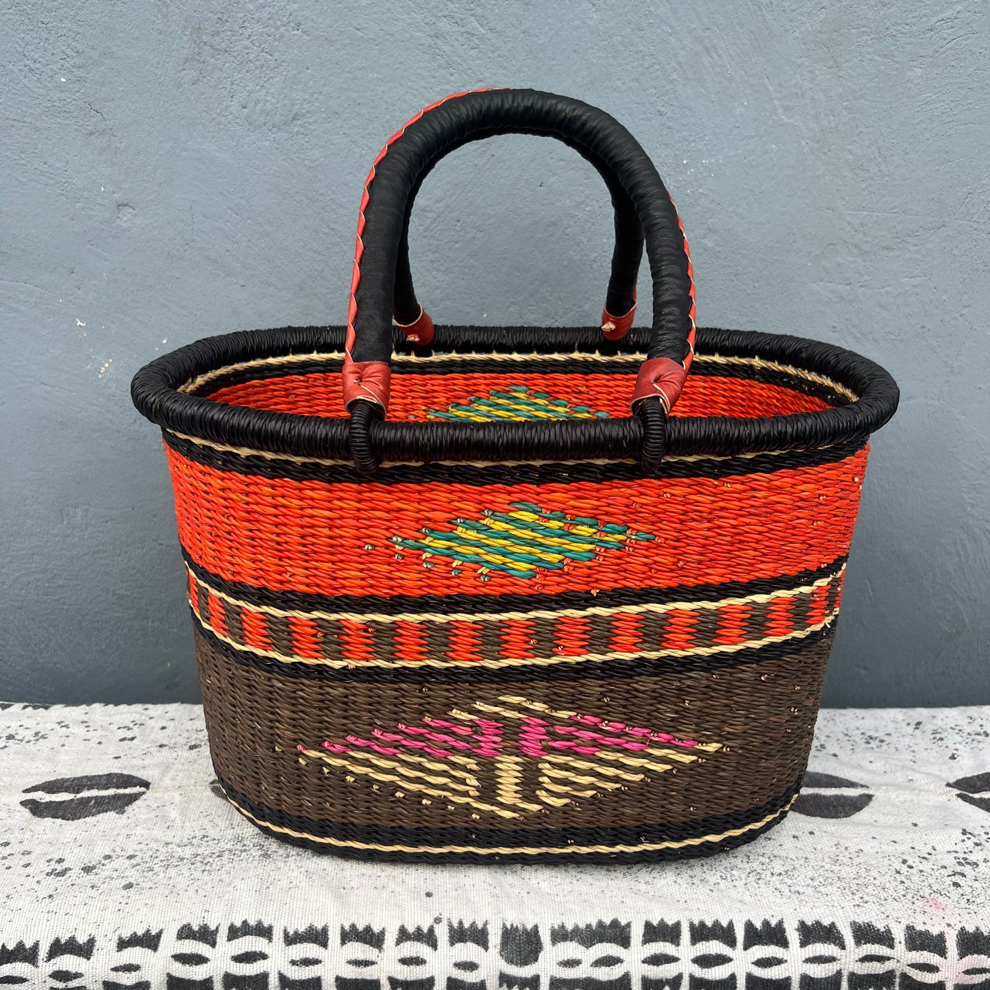 Single Weave Oval Shopper Bolga Basket - arabolgabaskets.com
