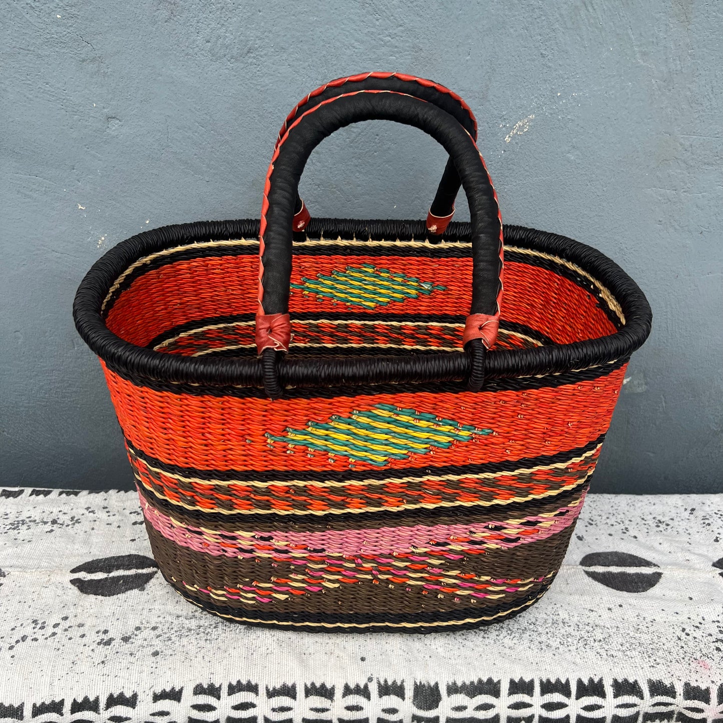 Single Weave Oval Shopper Bolga Basket - arabolgabaskets.com