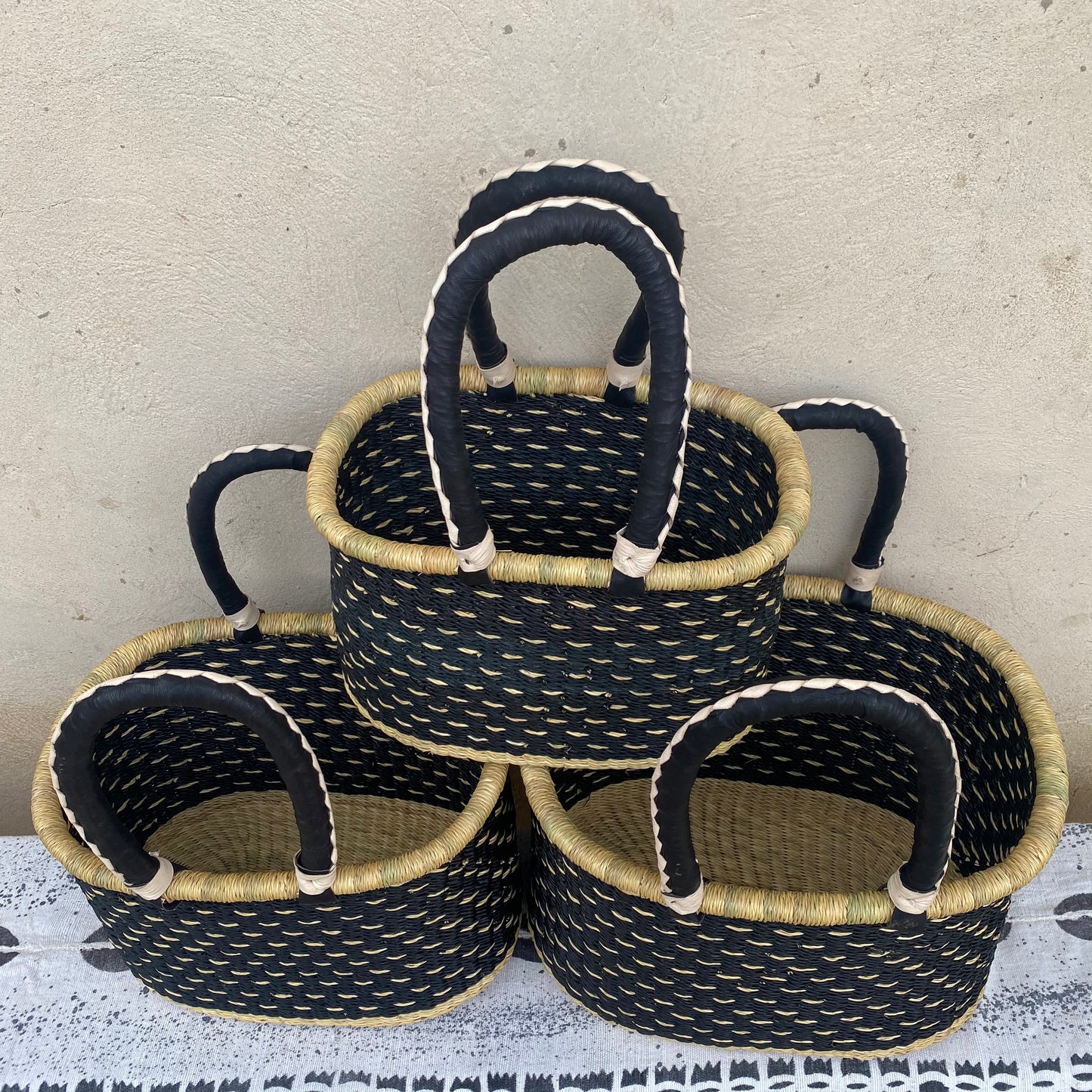 Oval Shopper Bolga Basket - Set of 3 - arabolgabaskets.com