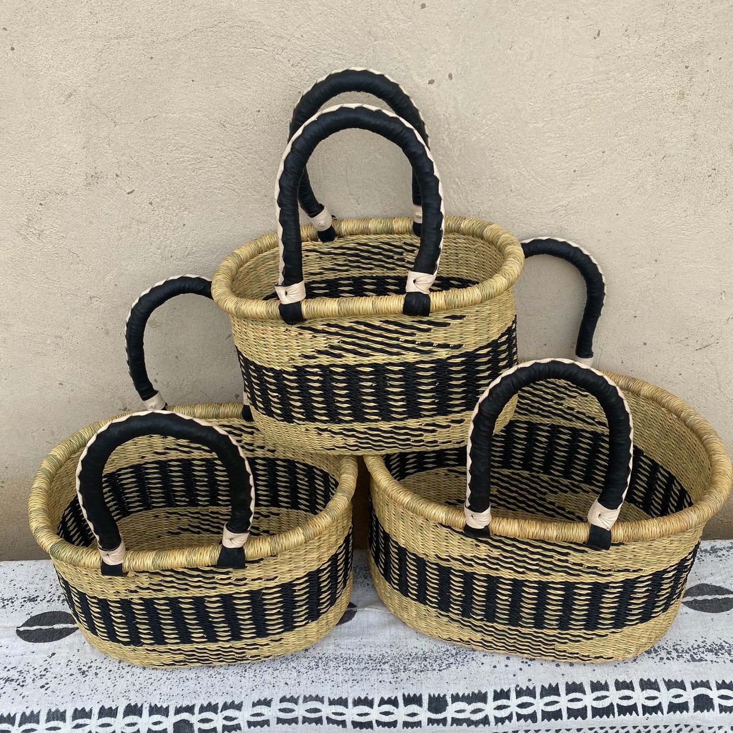 Oval Shopper Bolga Basket - Set of 3 - arabolgabaskets.com