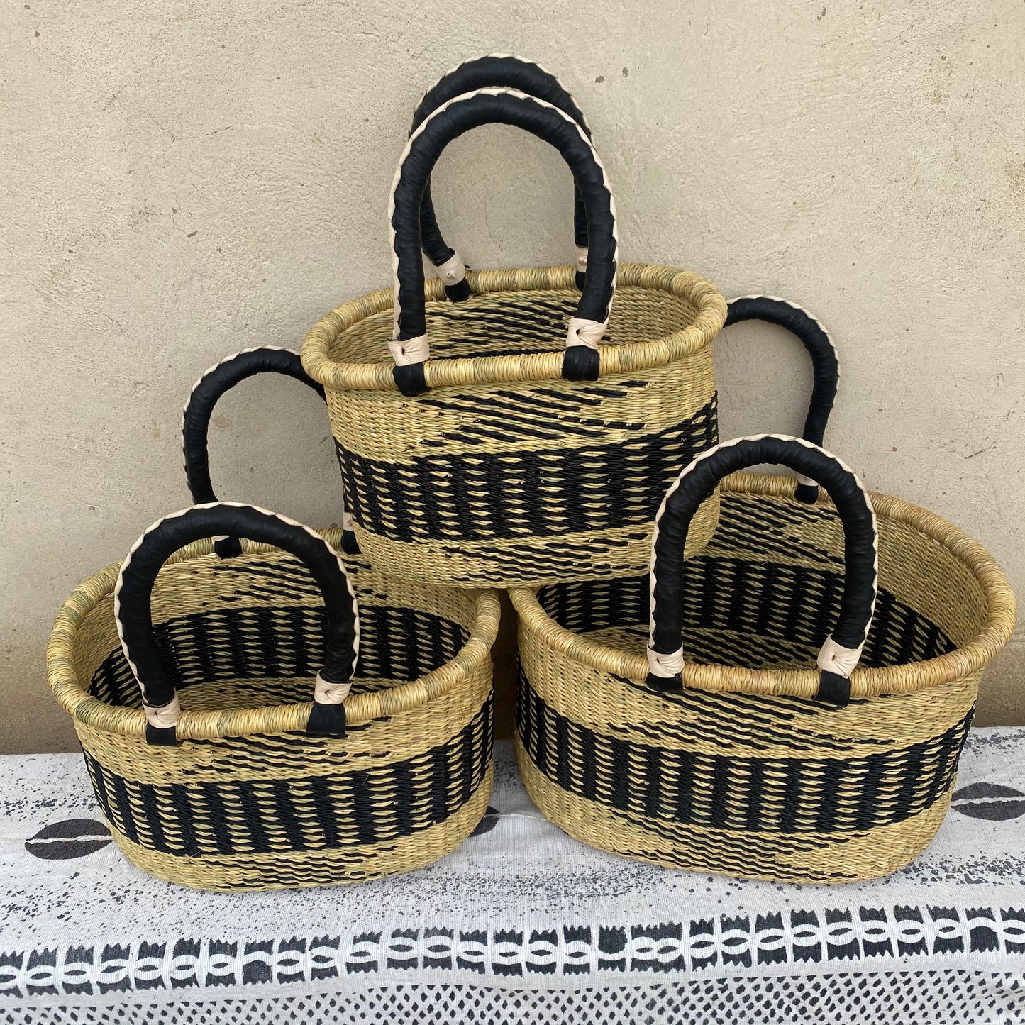 Oval Shopper Bolga Basket - Set of 3 - arabolgabaskets.com