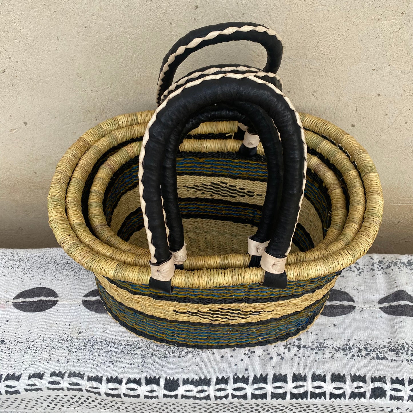 Oval Shopper Bolga Basket - Set of 3 - arabolgabaskets.com
