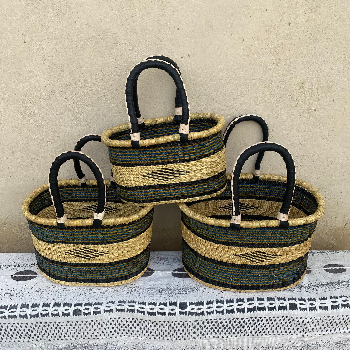Oval Shopper Bolga Basket - Set of 3 - arabolgabaskets.com