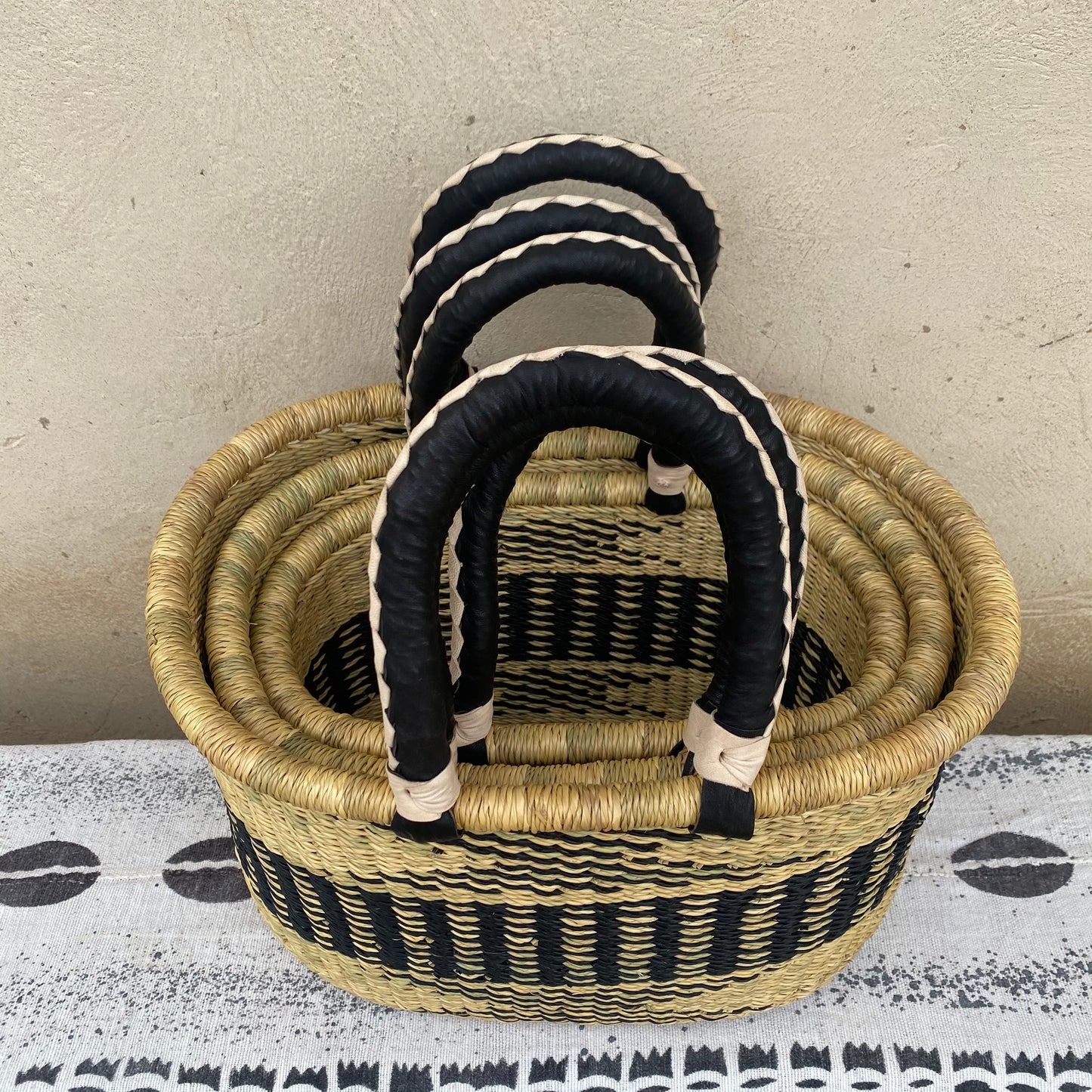 Oval Shopper Bolga Basket - Set of 3 - arabolgabaskets.com