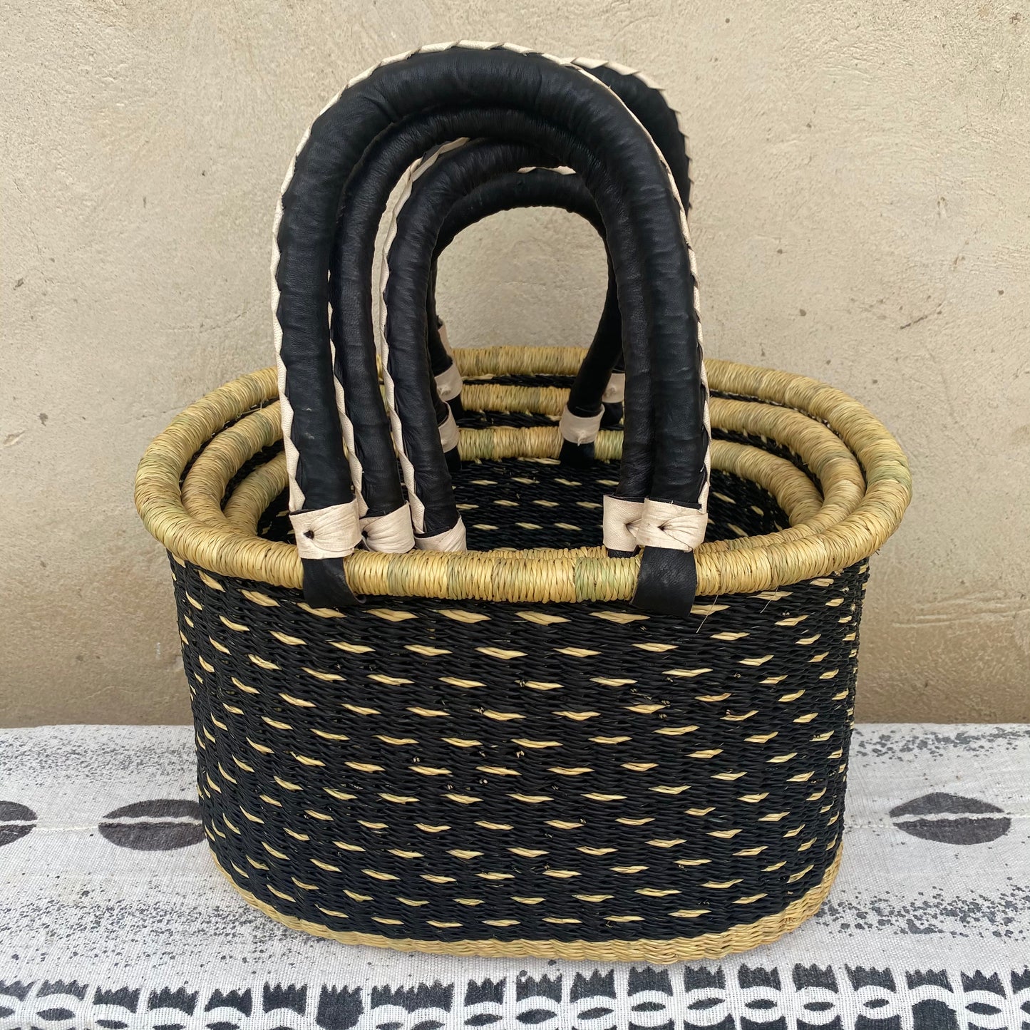 Oval Shopper Bolga Basket - Set of 3 - arabolgabaskets.com