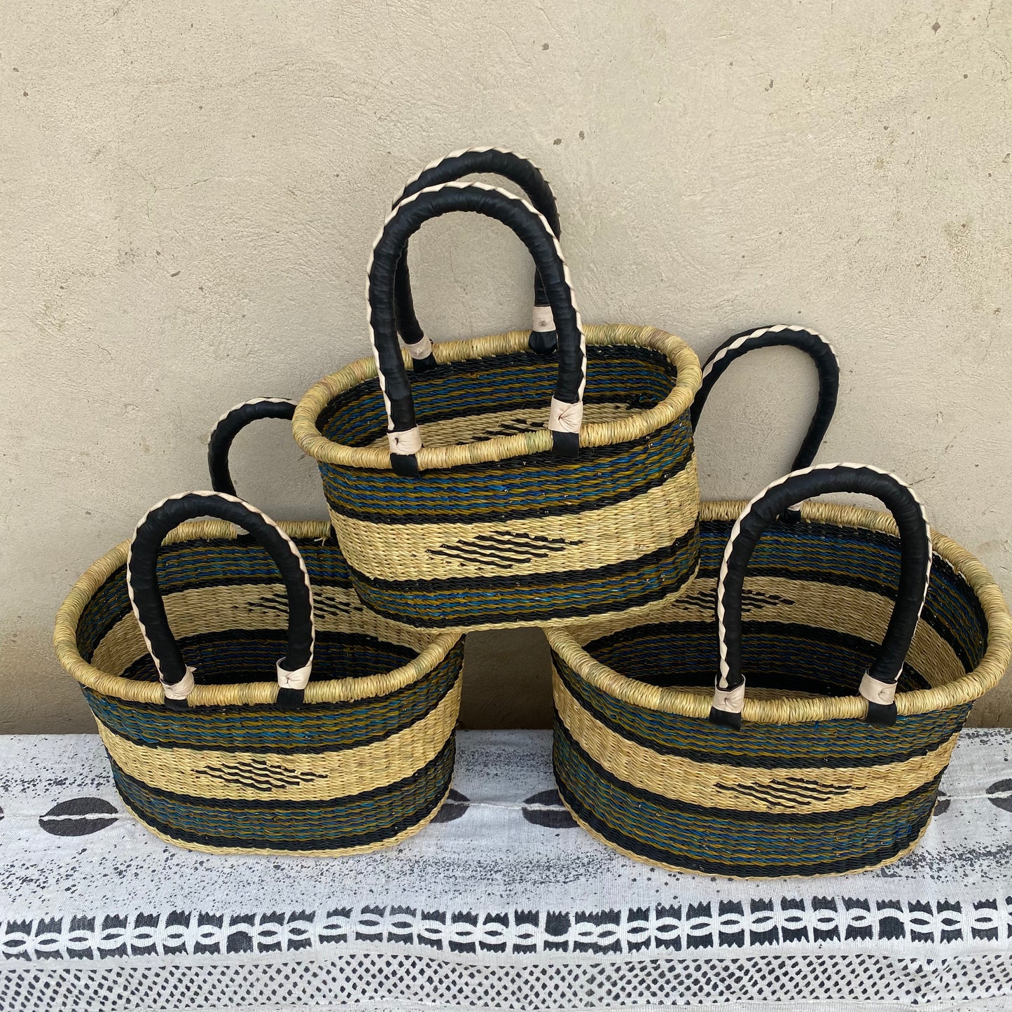 Oval Shopper Bolga Basket - Set of 3 - arabolgabaskets.com