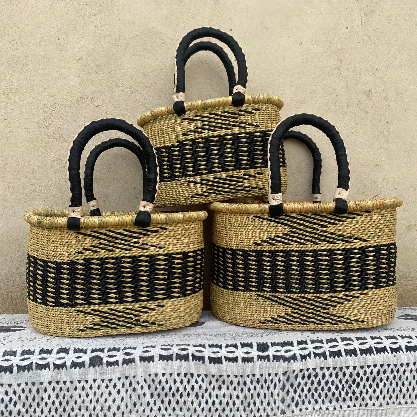 Oval Shopper Bolga Basket - Set of 3 - arabolgabaskets.com