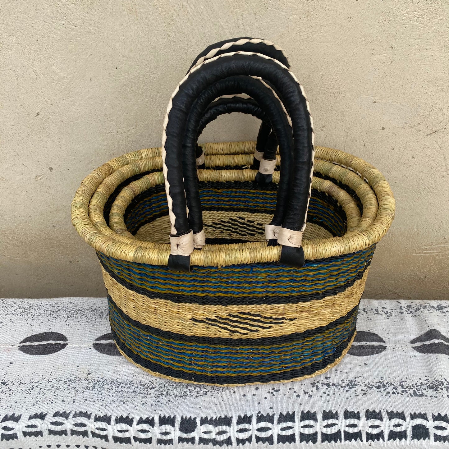 Oval Shopper Bolga Basket - Set of 3 - arabolgabaskets.com