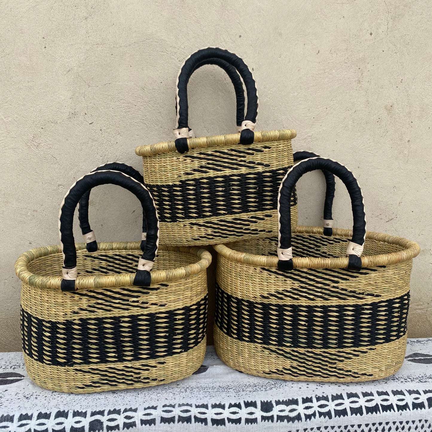 Oval Shopper Bolga Basket - Set of 3 - arabolgabaskets.com