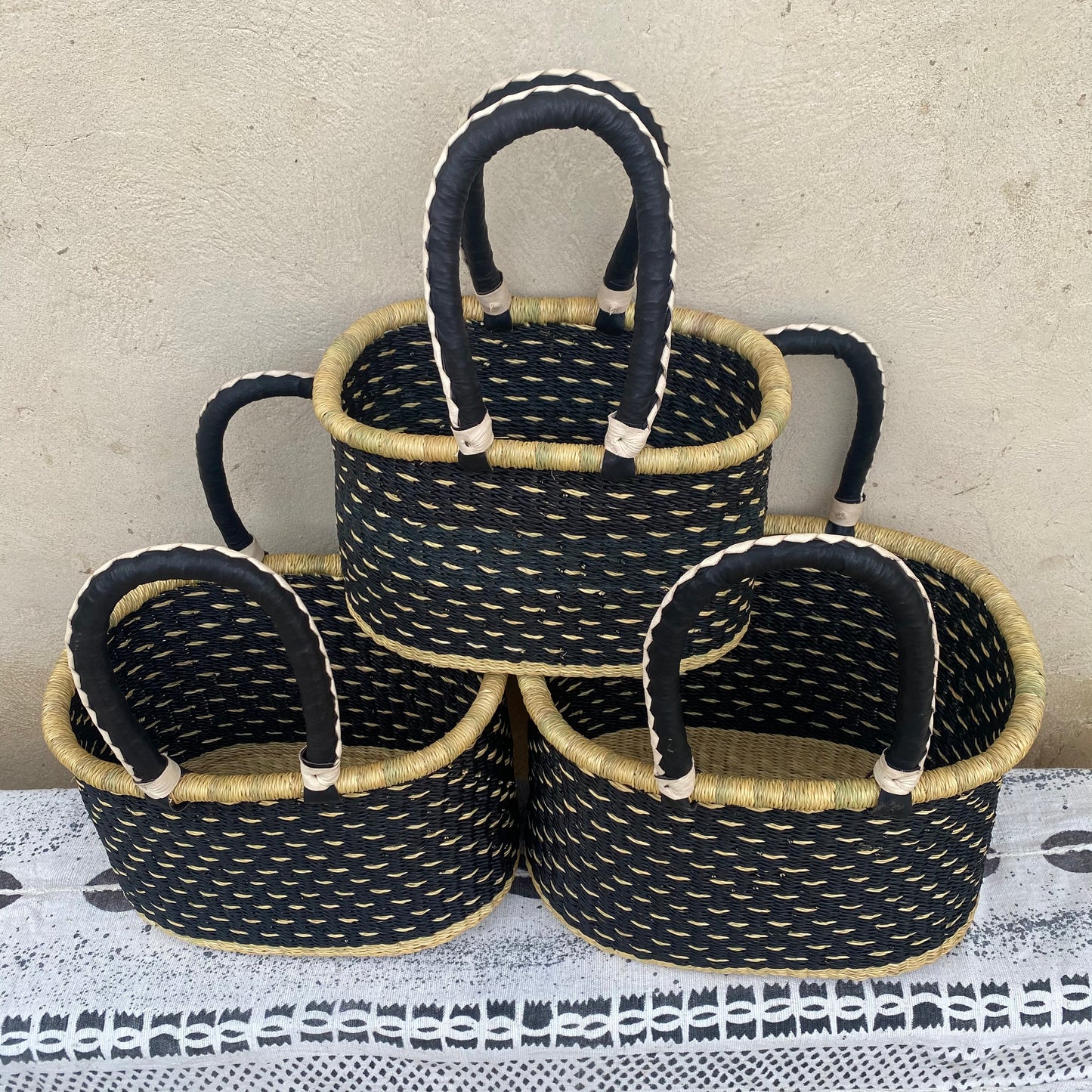 Oval Shopper Bolga Basket - Set of 3 - arabolgabaskets.com