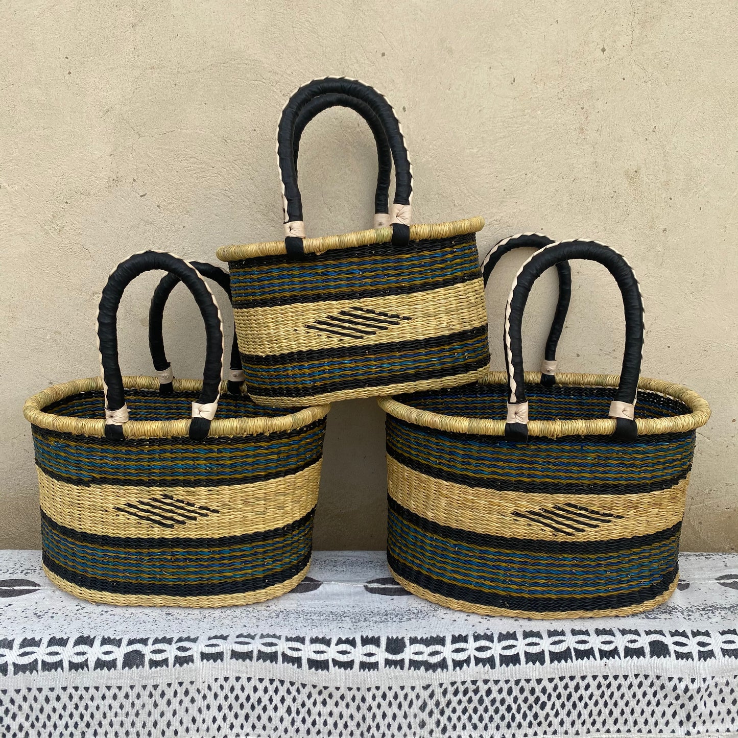 Oval Shopper Bolga Basket - Set of 3 - arabolgabaskets.com