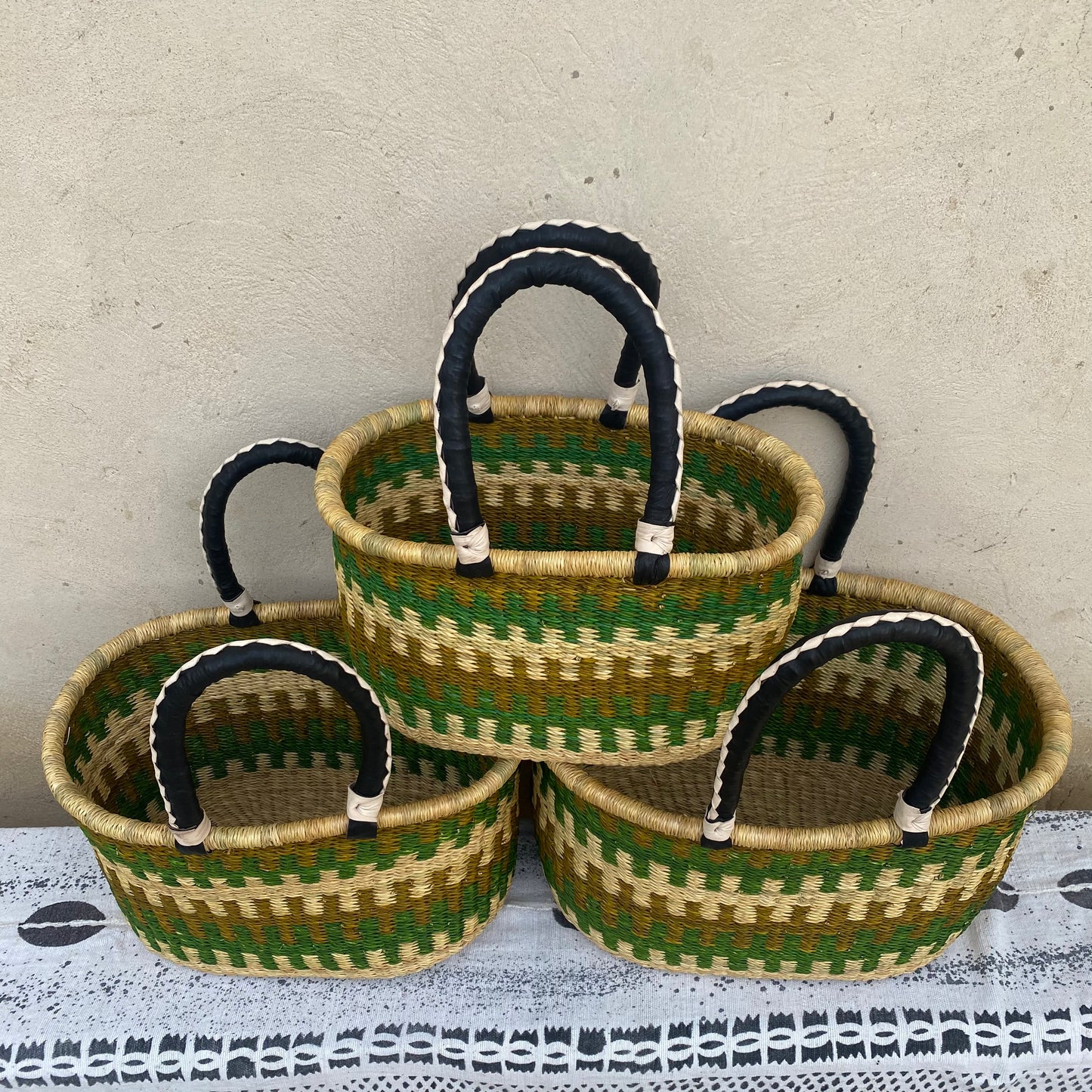 Oval Shopper Bolga Basket - Set of 3 - arabolgabaskets.com