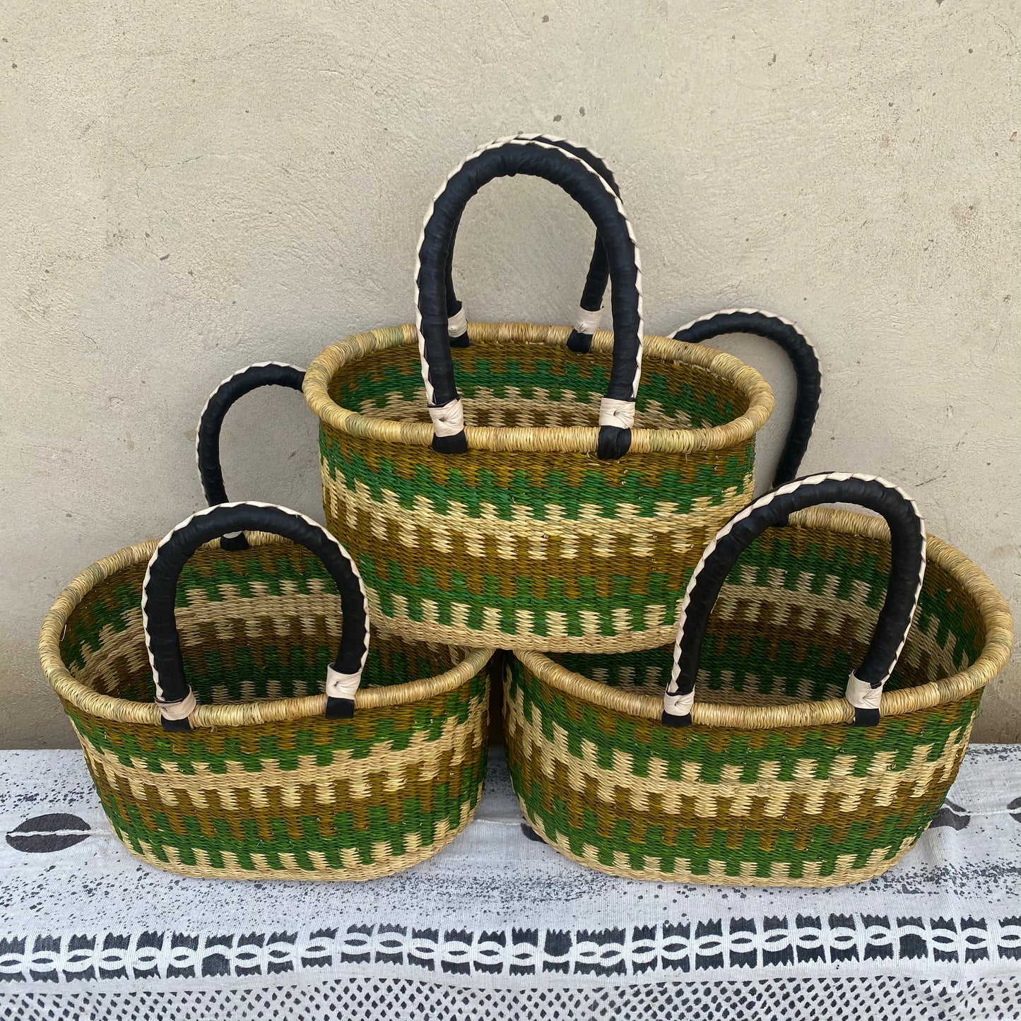 Oval Shopper Bolga Basket - Set of 3 - arabolgabaskets.com