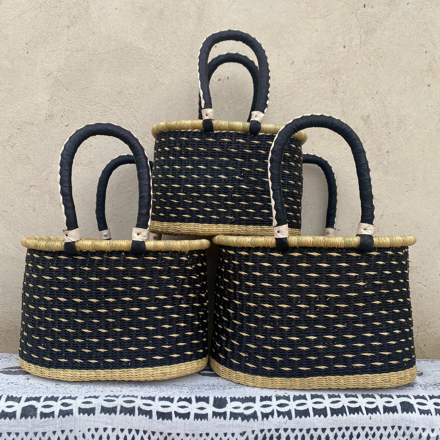 Oval Shopper Bolga Basket - Set of 3 - arabolgabaskets.com
