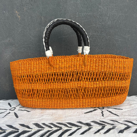Handwoven Bolga Tote Basket/Picnic Basket/Shopping Basket - arabolgabaskets.com