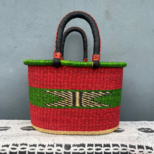 Single Weave Oval Shopper Bolga Basket - arabolgabaskets.com