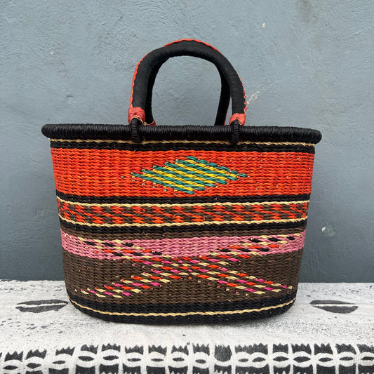 Single Weave Oval Shopper Bolga Basket - arabolgabaskets.com