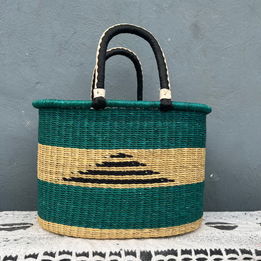 Single Weave Oval Shopper Bolga Basket - arabolgabaskets.com
