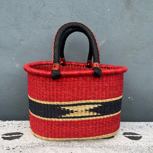 Single Weave Oval Shopper Bolga Basket - arabolgabaskets.com
