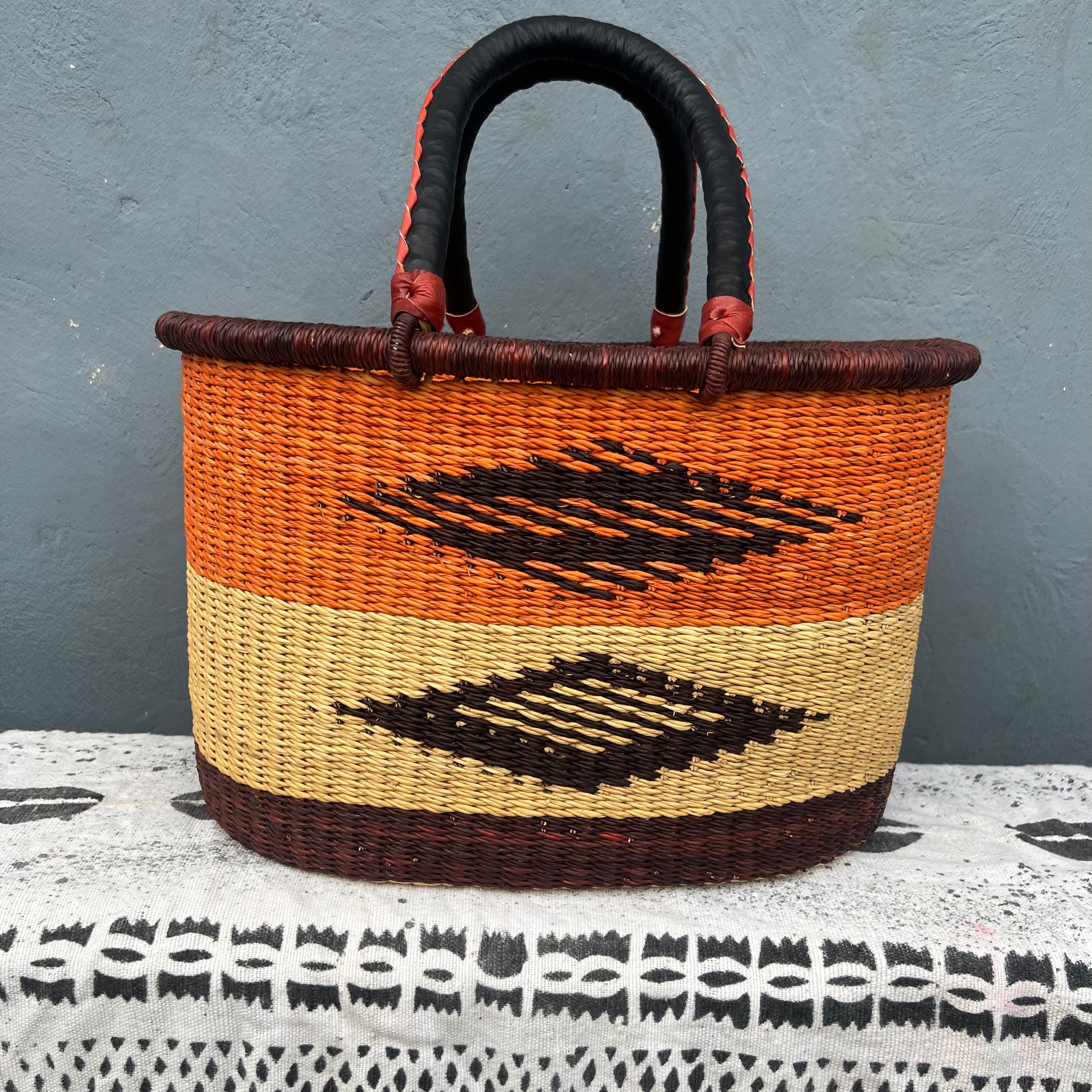 Single Weave Oval Shopper Bolga Basket - arabolgabaskets.com
