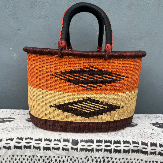 Single Weave Oval Shopper Bolga Basket - arabolgabaskets.com