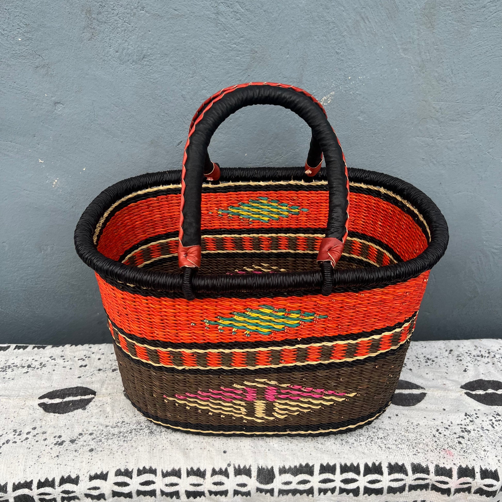 Single Weave Oval Shopper Bolga Basket - arabolgabaskets.com