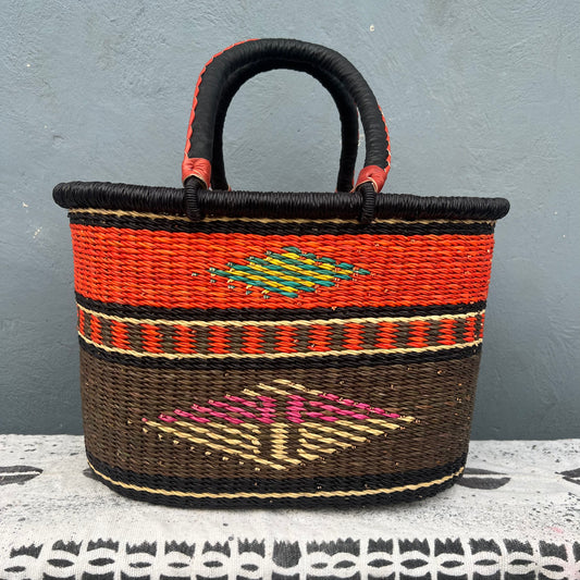Single Weave Oval Shopper Bolga Basket - arabolgabaskets.com