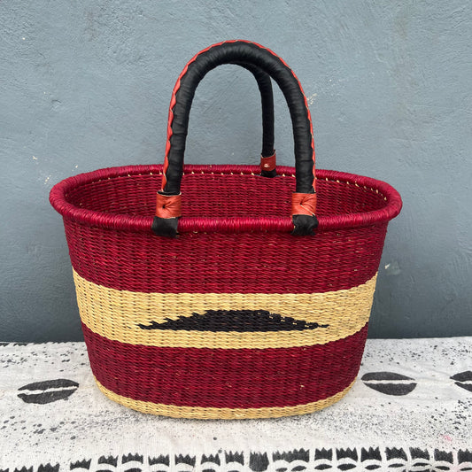 Single Weave Oval Shopper Bolga Basket - arabolgabaskets.com