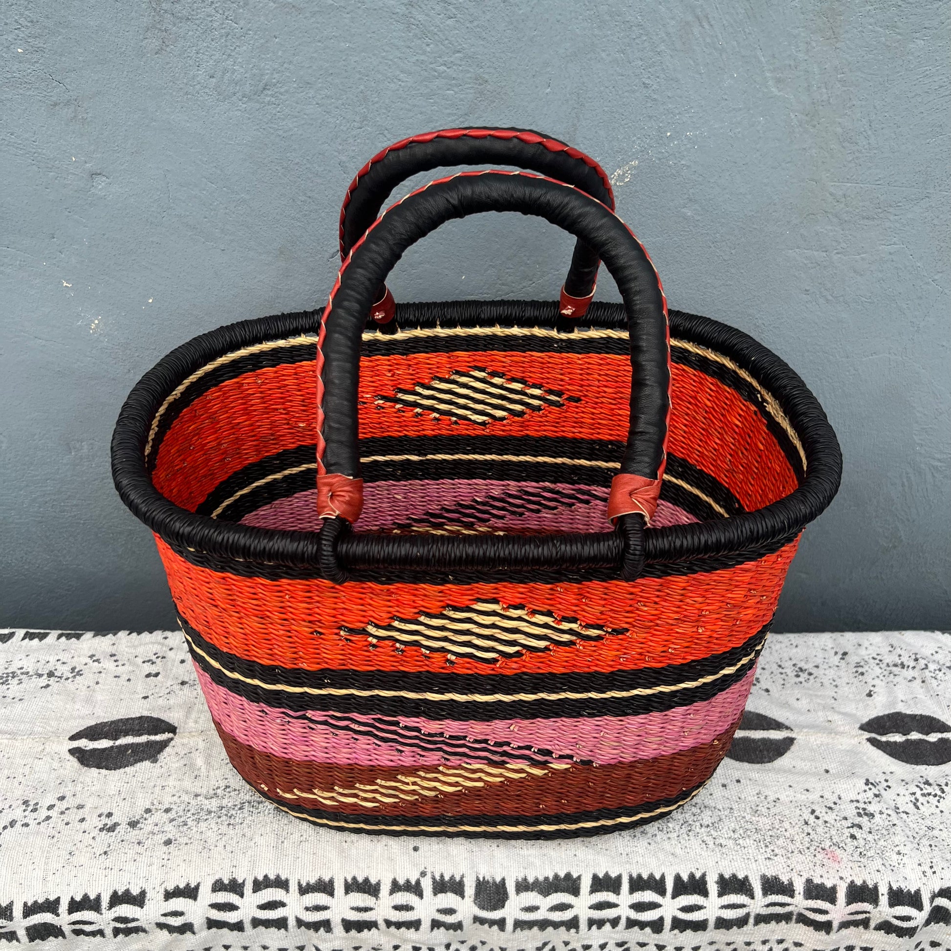 Single Weave Oval Shopper Bolga Basket - arabolgabaskets.com