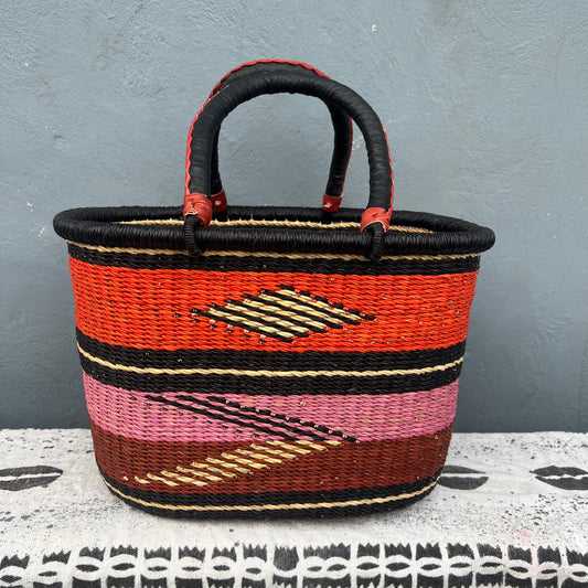 Single Weave Oval Shopper Bolga Basket - arabolgabaskets.com
