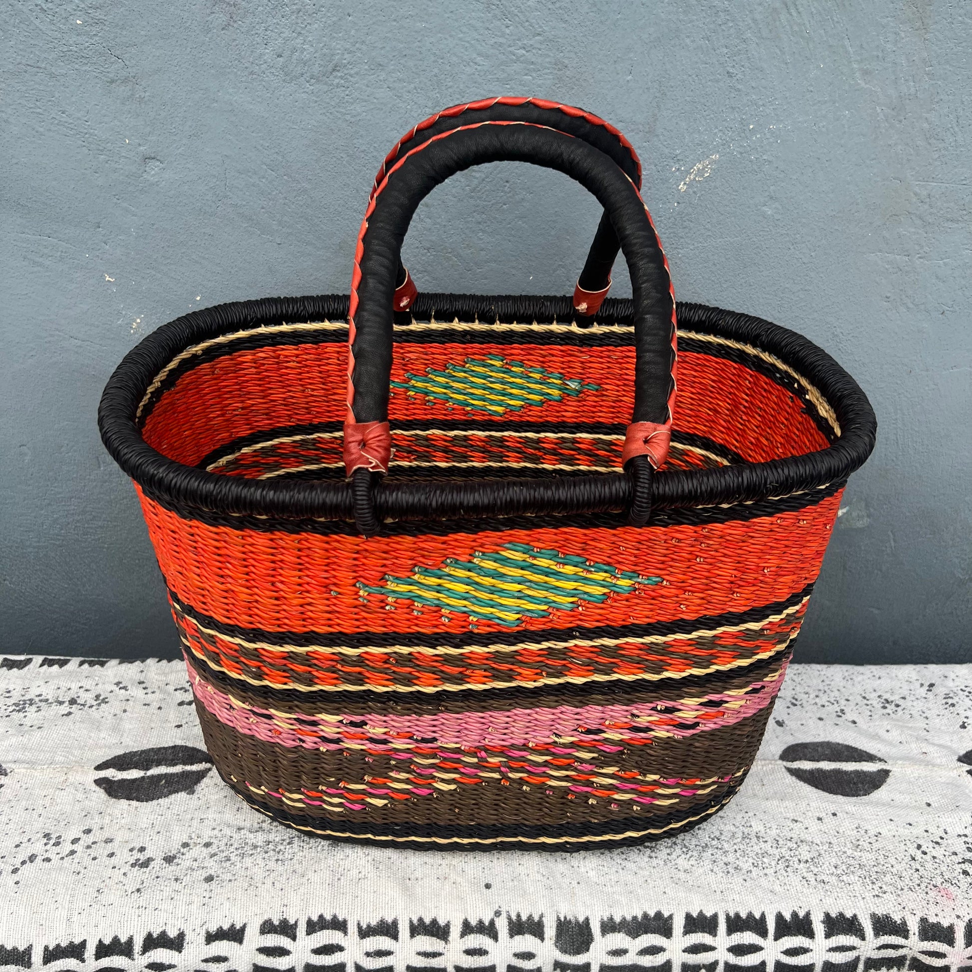 Single Weave Oval Shopper Bolga Basket - arabolgabaskets.com