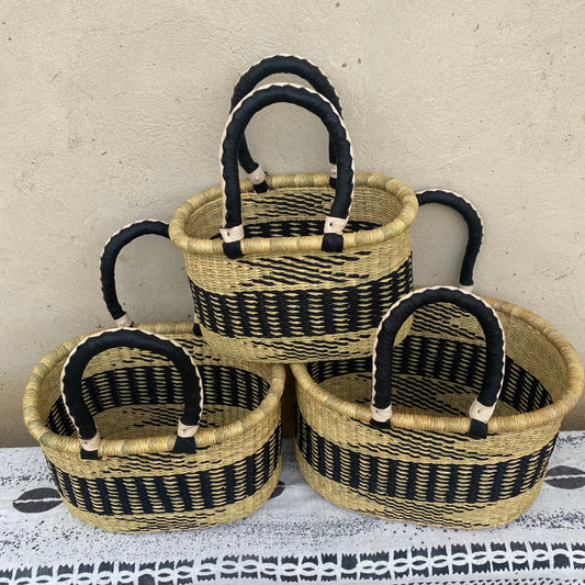 Oval Shopper Bolga Basket - Set of 3 - arabolgabaskets.com