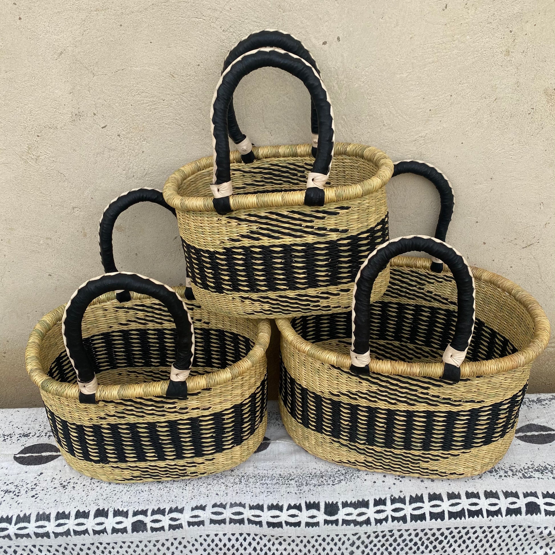 Oval Shopper Bolga Basket - Set of 3 - arabolgabaskets.com