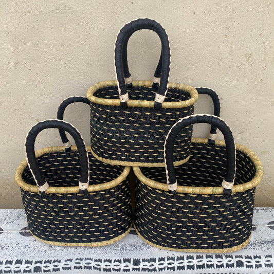 Oval Shopper Bolga Basket - Set of 3 - arabolgabaskets.com