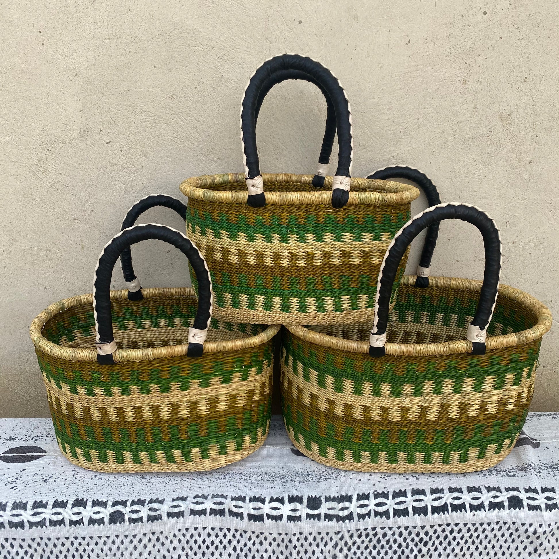 Oval Shopper Bolga Basket - Set of 3 - arabolgabaskets.com