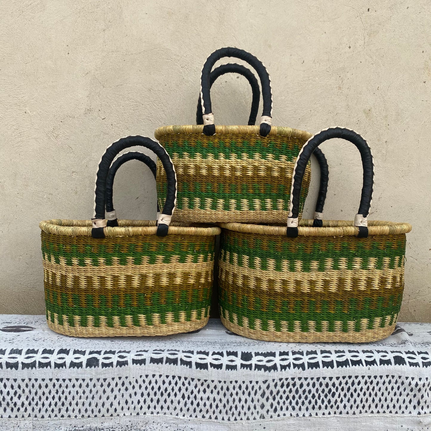 Oval Shopper Bolga Basket - Set of 3 - arabolgabaskets.com