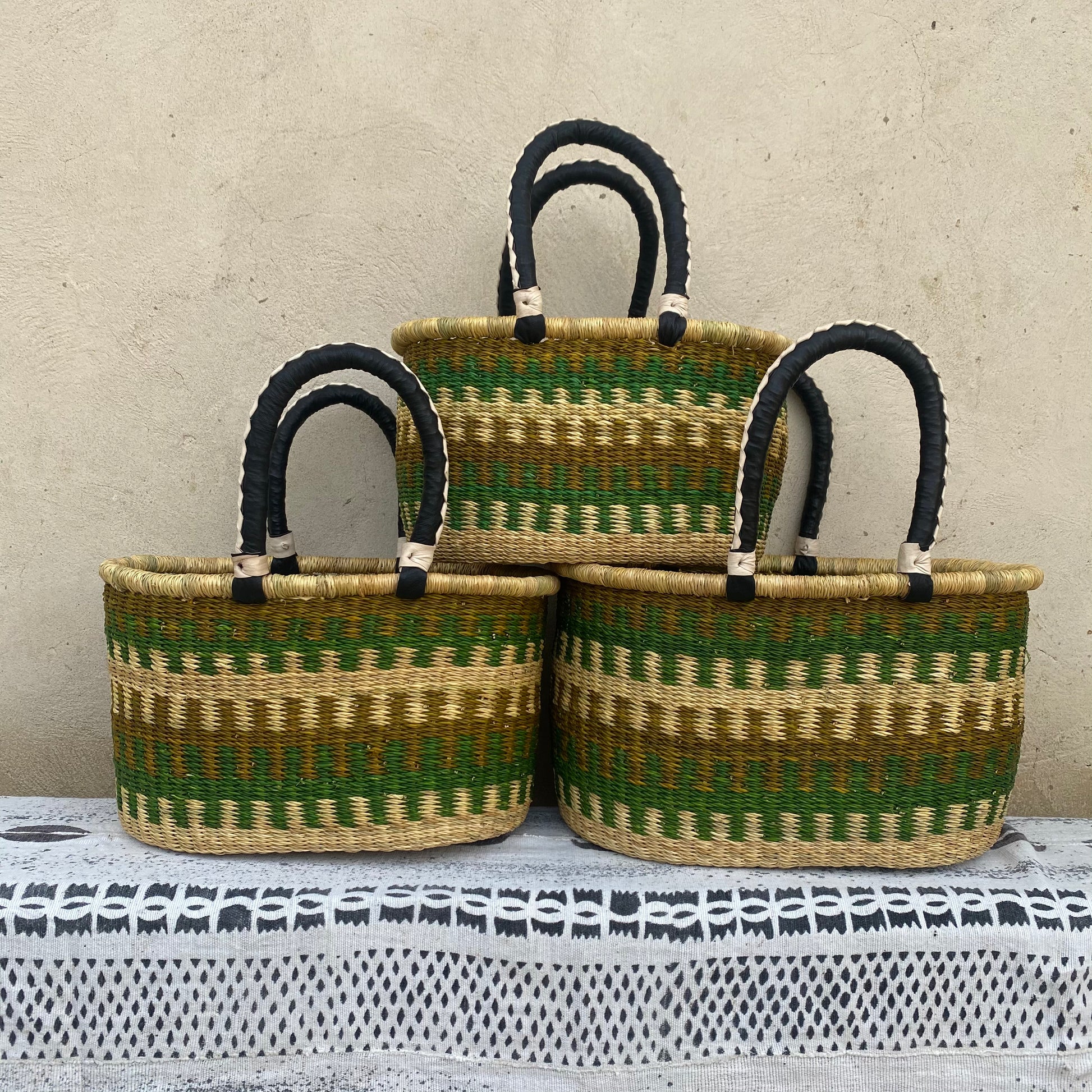 Oval Shopper Bolga Basket - Set of 3 - arabolgabaskets.com