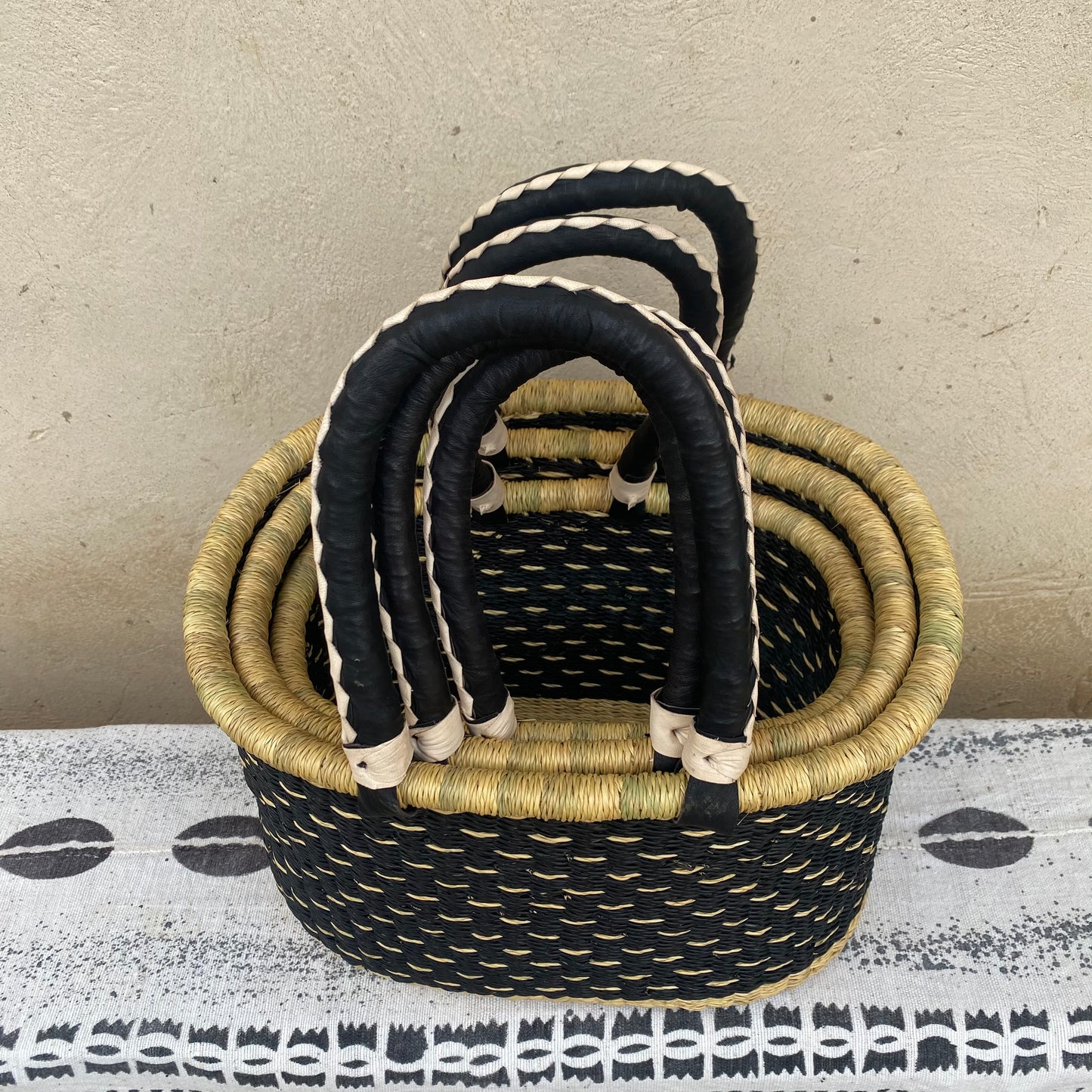 Oval Shopper Bolga Basket - Set of 3 - arabolgabaskets.com