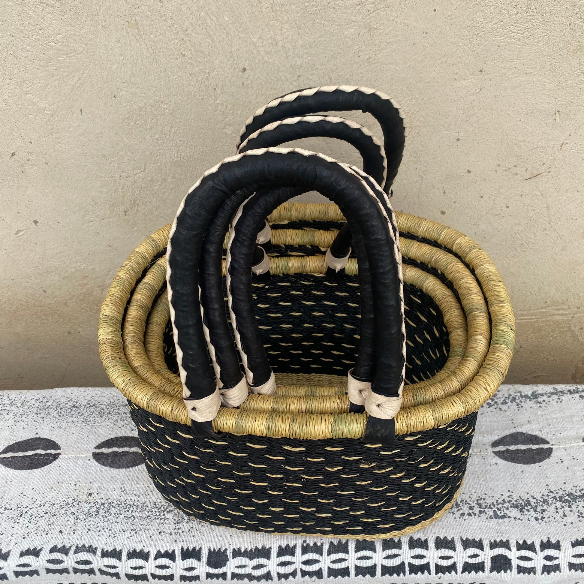 Oval Shopper Bolga Basket - Set of 3 - arabolgabaskets.com
