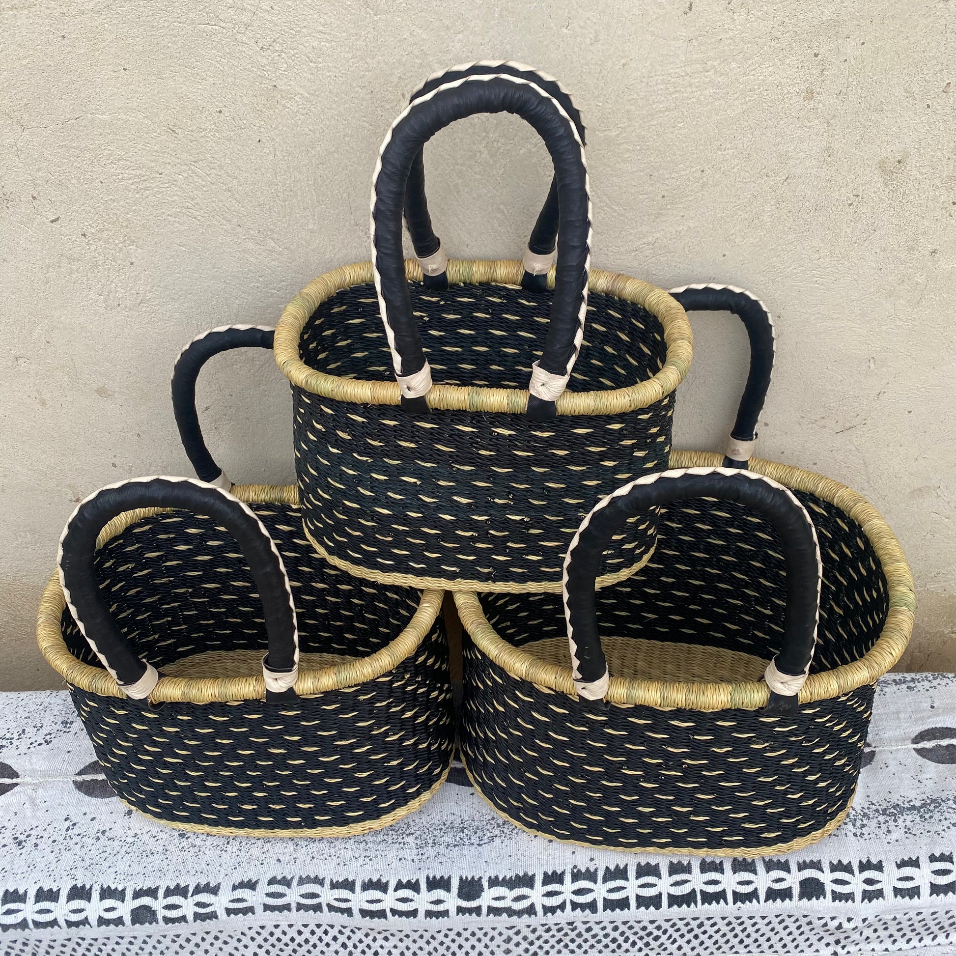 Oval Shopper Bolga Basket - Set of 3 - arabolgabaskets.com