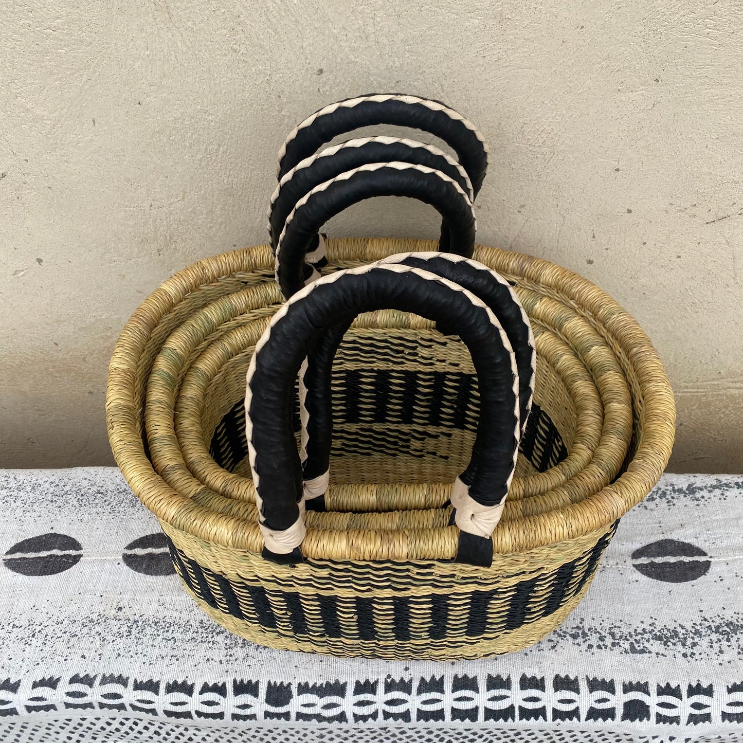 Oval Shopper Bolga Basket - Set of 3 - arabolgabaskets.com