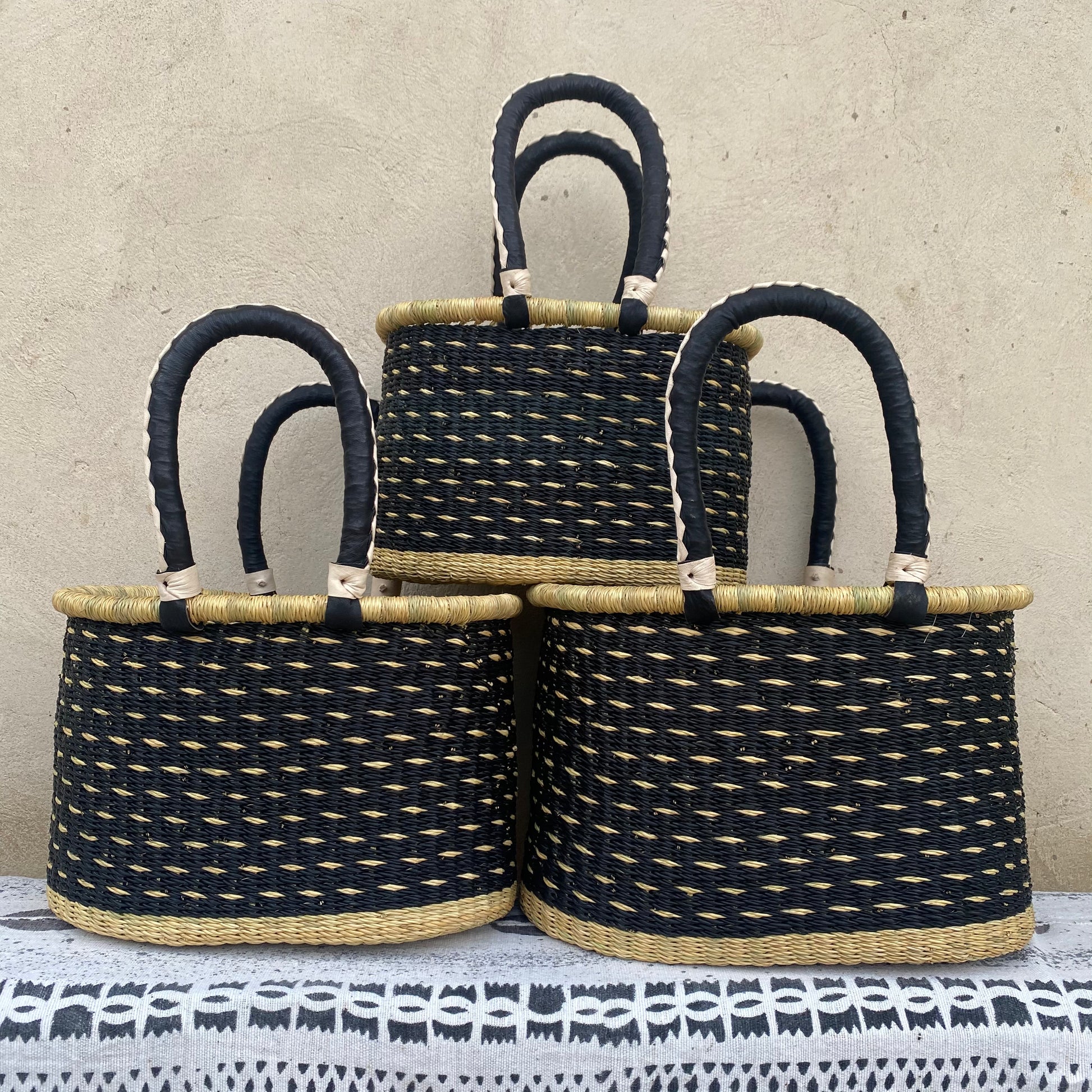 Oval Shopper Bolga Basket - Set of 3 - arabolgabaskets.com
